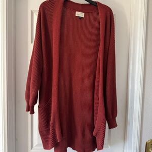 Universal Thread Maroon Open Front Long Line Batwing Cardigan